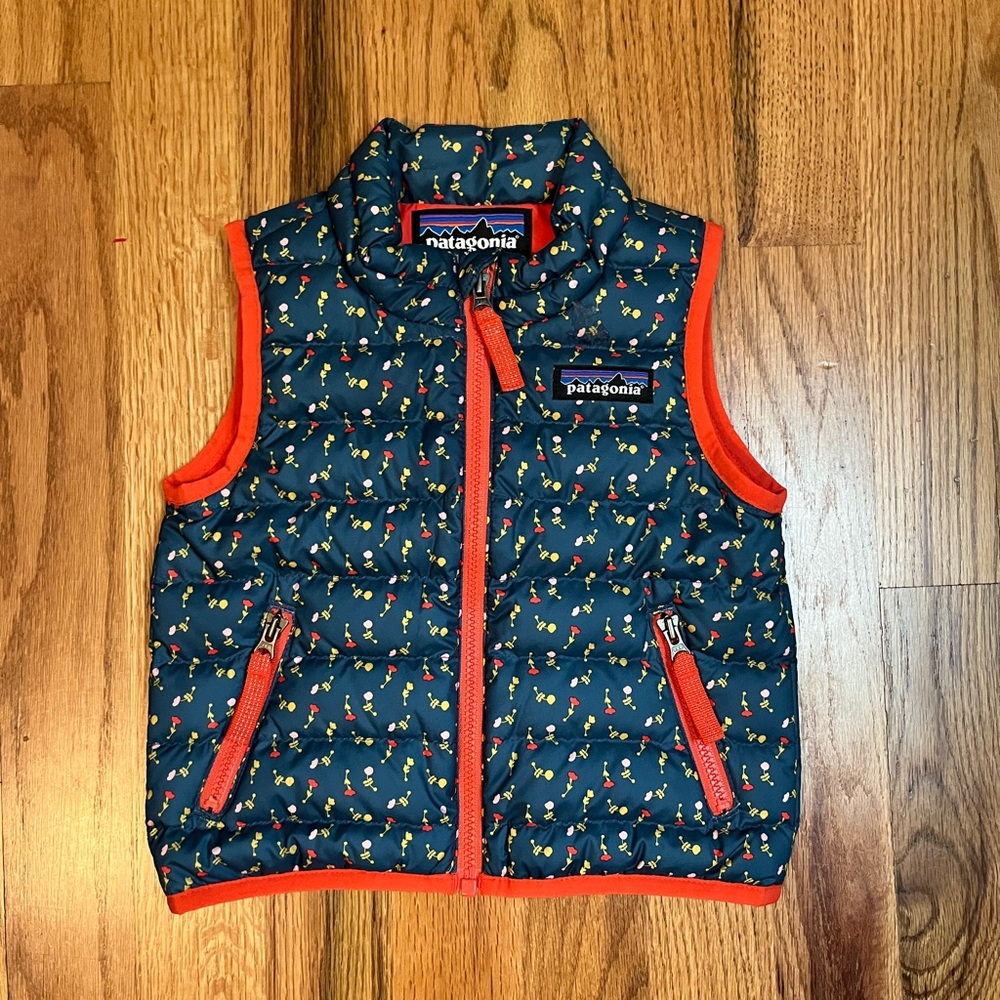Patagonia baby floral print down puffer vest 3-6 months